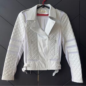 Blanc Noir White Quilted Leather Jacket